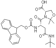 结构式 CAS# 955048-92-7, (betaS,4S)-4-羧基-beta-[[芴甲氧羰基]氨基]-2,2-二甲基-gamma-氧代-3-恶唑烷丁酸叔丁酯