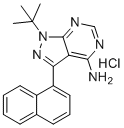 structure of CAS# 956025-47-1, 1-Naphthyl PP1 hydrochloride;1-tert-butyl-3-naphthalen-1-ylpyrazolo[3,4-d]pyrimidin-4-amine;hydrochloride