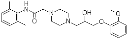 结构式 CAS# 95635-55-5, 雷诺嗪; N-(2,6-二甲基苯基)-4-[2-羟基-3-(2-甲氧苯氧基)丙基]-1-哌嗪乙酰胺