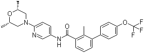 structure of CAS# 956697-53-3, Erismodegib;NVP-LDE225; rel-N-[6-[(2R,6S)-2,6-Dimethyl-4-morpholinyl]-3-pyridinyl]-2-methyl-4'-(trifluoromethoxy)-[1,1'-biphenyl]-3-carboxamide