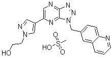 structure of CAS# 956906-93-7, PF 04217903 mesylate;4-[1-(6-Quinolinylmethyl)-1H-1,2,3-triazolo[4,5-b]pyrazin-6-yl]-1H-pyrazole-1-ethanol methanesulfonate