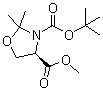 structure of CAS# 95715-86-9, Methyl (R)-(+)-3-(tert-butoxycarbonyl)-2,2-dimethyl-4-oxazolidinecarboxylate