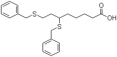 structure of CAS# 95809-78-2, 6,8-Bis(benzylthio)octanoic acid;6,8-Bis[(phenylmethyl)thio]octanoic acid