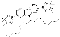 structure of CAS# 958261-51-3, 9-(1-Octylnonyl)carbazole-2,7-bis(boronic acid pinacol ester);9-(1-Octylnonyl)-2,7-bis(4,4,5,5-tetramethyl-1,3,2-dioxaborolan-2-yl)-9H-carbazole