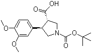 结构式 CAS# 959580-91-7, N-Boc-(3S,4R)-4-(3,4-二甲氧基苯基)吡咯烷-3-羧酸