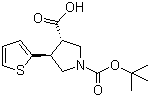 结构式 CAS# 959581-75-0, N-Boc-(3S,4S)-4-(2-噻吩基)吡咯烷-3-羧酸