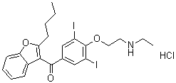结构式 CAS# 96027-74-6, (2-丁基苯并呋喃-3-基)(4-(2-(乙基氨基)乙氧基)-3,5-二碘苯基)甲酮盐酸盐