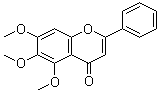 structure of CAS# 973-67-1, 5,6,7-Trimethoxyflavone;5,6,7-Trimethoxy-2-phenyl-4H-1-benzopyran-4-one; 5,6,7-Trimethylbaicalein; Baicalein trimethyl ether
