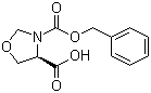 结构式 CAS# 97534-84-4, (R)-(+)-3-(苄氧基羰基)恶唑烷-4-羧酸
