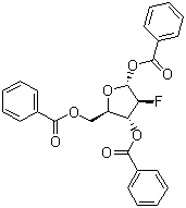 结构式 CAS# 97614-43-2, 2-脱氧-2-氟-1,3,5-三苯甲酰基-alpha-D-阿拉伯呋喃糖