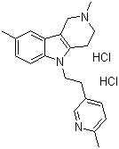 structure of CAS# 97657-92-6, 2,3,4,5-Tetrahydro-2,8-dimethyl-5-[2-(6-methyl-3-pyridyl)ethyl]-1H-pyrido[4,3-b]indole dihydrochloride