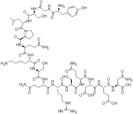 structure of CAS# 98474-59-0, L-Tyrosylglycyl-L-seryl-L-leucyl-L-prolyl-L-glutaminyl-L-lysyl-L-seryl-L-glutaminyl-L-arginyl-L-seryl-L-glutaminyl-L-alpha-aspartyl-L-alpha-glutamyl-L-asparagine