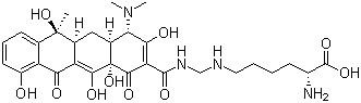 structure of CAS# 992-21-2, Lymecycline;(+)-N-(5-Amino-5-carboxypentylaminomethyl)-4-dimethylamino-1,4,4a,5,5a,6,11,12a-octahydro-3,6,10,12,12a-pentahydroxy-6-methyl-1,11-dioxonaphthacene-2-carboxamide; Tertamyl; Tetracycline-L-methylenelysine; Tetracyclinemethylenelysine; Tetralisal; Tetralysal; Tetramyl; Vebicyclysal
